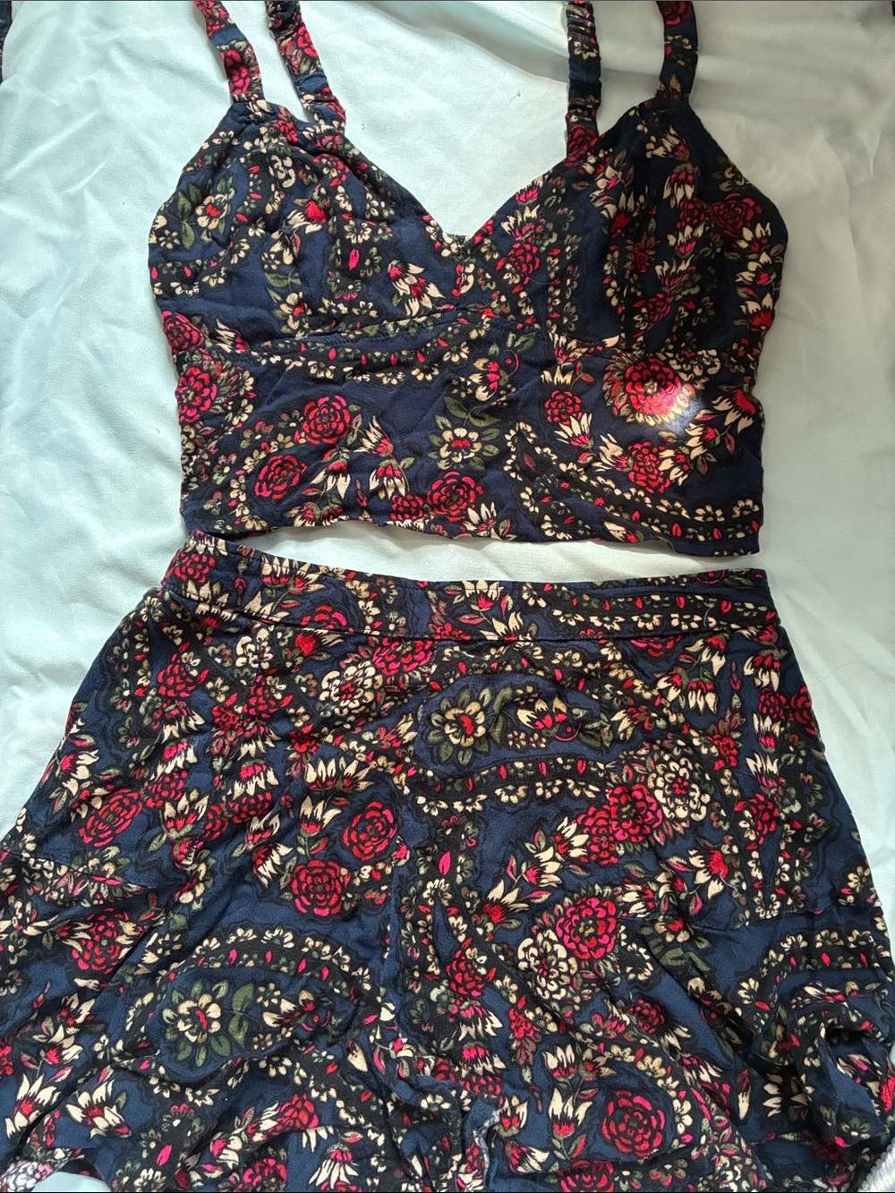 Floral Print Navy Crop Cami Top and Floral Print Navy Skort - Hollister